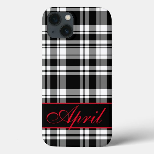 Schwarz-weißes Karomuster | monogrammiert Case-Mate iPhone Hülle (Rückseite)