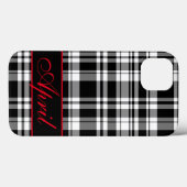 Schwarz-weißes Karomuster | monogrammiert Case-Mate iPhone Hülle (Rückseite (Horizontal))