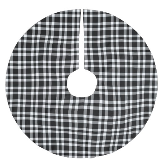 Schwarz-weißes Karomuster Polyester Weihnachtsbaumdecke (Vorderseite)