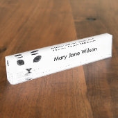 Schwarz-weißes Katzen-Gesicht Namensplakette (Seite)