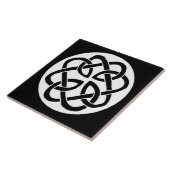 Schwarz-weißes keltisches Knotenmuster-Kreissymbol Fliese (Seite)