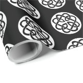 Schwarz-weißes keltisches Knotenmuster-Kreissymbol Geschenkpapier (Rolleneckpunkt)