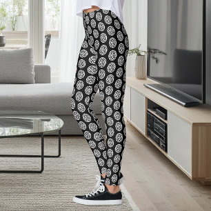 Schwarz-weißes keltisches Knotenmuster-Kreissymbol Leggings