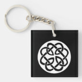 Schwarz-weißes keltisches Knotenmuster-Kreissymbol Schlüsselanhänger (Vorderseite)
