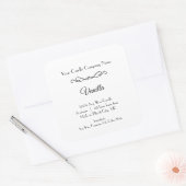 Schwarz-weißes Kerzenetikett Geblüht Minimalistisc Quadratischer Aufkleber (Umschlag)