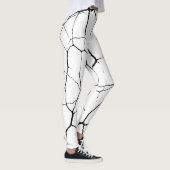 Schwarz-weißes Kintsuggermuster Leggings (Rechts)