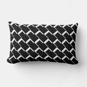 Schwarz-weißes Kissen, Lumbalkissen 13" x 21" Lendenkissen