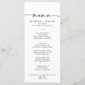 Schwarz-weißes klassisches Hochzeitsessen Menükarte (Vorderseite)