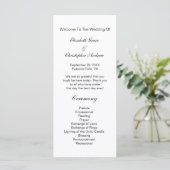 Schwarz-weißes klassisches Hochzeitsprogramm Menükarte (Stehend Vorderseite)