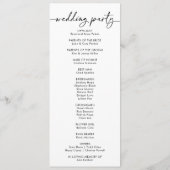 Schwarz-weißes klassisches Hochzeitsprogramm Programm (Rückseite)