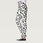 Schwarz-weißes Kleeblatt Muster St. Paddy's Day Leggings (Links)