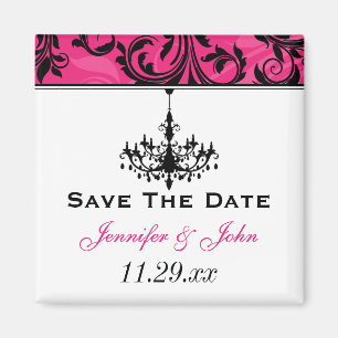 Schwarz-weißes Kronleuchter-Gastgeschenk Hochzeit- Magnet