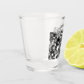 Schwarz-weißes, kundenspezifisches Alkoholfarbmust Schnapsglas (Links)