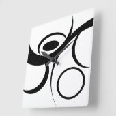 Schwarz-weißes Kurvendesign Quadratische Wanduhr (Winkel)