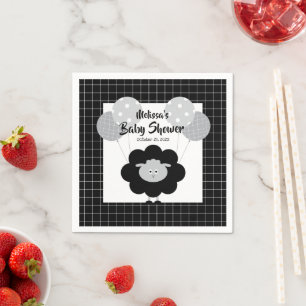 Schwarz-weißes Lamm Niedlich Sweet Modern Baby Dus Serviette