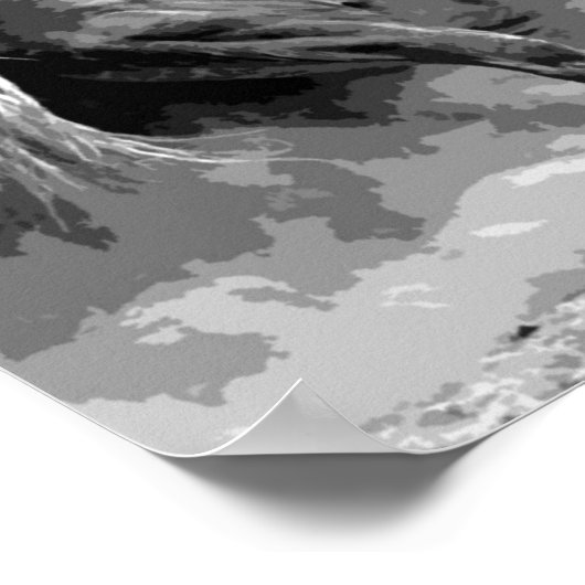 Schwarz-weißes Laufpferd Motivierend Artwork Poster (Ecke)