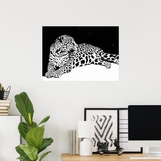 Schwarz-weißes Leopard Poster Pop Wilhelm Tell (Heimbüro)