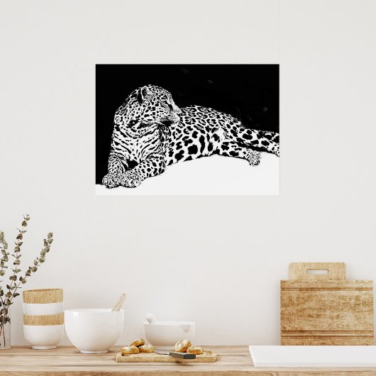 Schwarz-weißes Leopard Poster Pop Wilhelm Tell (Küche)
