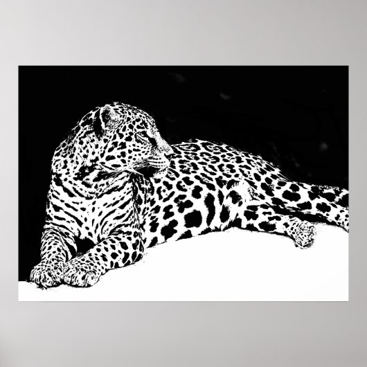 Schwarz-weißes Leopard Poster Pop Wilhelm Tell (Vorne)