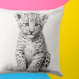 Schwarz-weißes Leopardenbaby-Quadrat-Kissenhülle Kissen