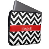 Schwarz-weißes LG Zickzack roter Name Monogramm Laptopschutzhülle (Vorne Rechts)