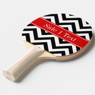 Schwarz-weißes LG Zickzack roter Name Monogramm Tischtennis Schläger