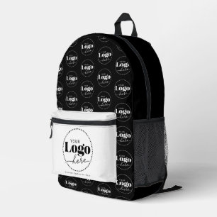Schwarz-weißes Logo-Branding Bedruckter Rucksack