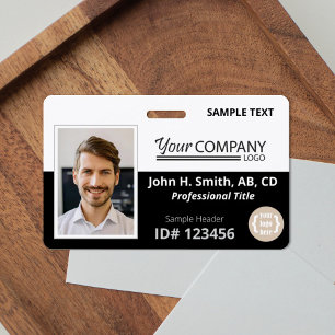 Schwarz-weißes Logo-Eintrittsmitarbeiter-Foto-ID Ausweis