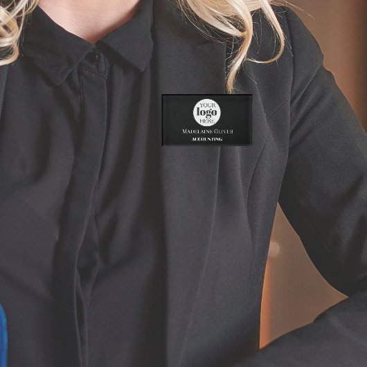 Schwarz-weißes Logo für Mitarbeiter Namenschild