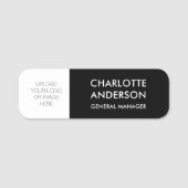 Schwarz-weißes Logo für moderne Mitarbeiter Namensschild (Vorderseite)