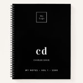 Schwarz-weißes Logo für Monogramm Notizblock (Vorderseite)