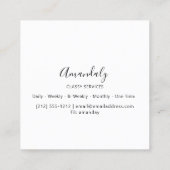 Schwarz-weißes Logo Gerahmt Makeup Artist Quadratische Visitenkarte (Rückseite)