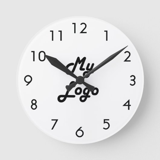 Schwarz-weißes Logo-Image Runde Wanduhr (Vorderseite)