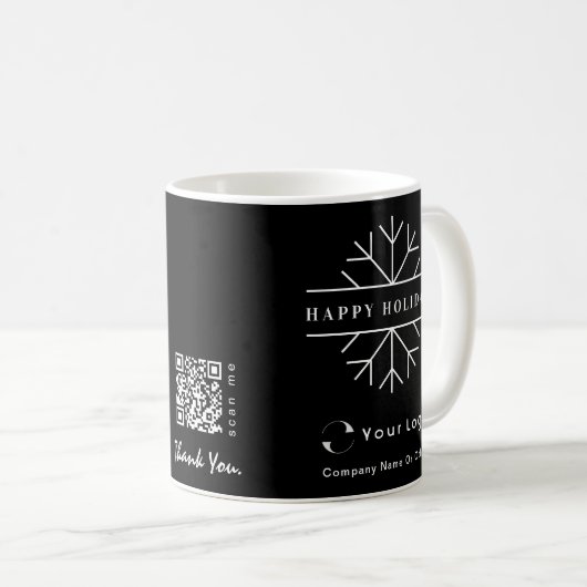 Schwarz-weißes Logo QR-Code Business Christmas Sim Kaffeetasse (VorderseiteRechts)