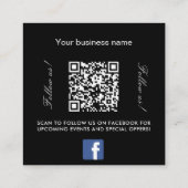 Schwarz-weißes Logo QR Code Facebook folgen uns Quadratische Visitenkarte (Rückseite)