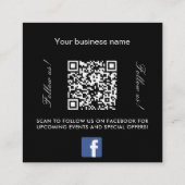 Schwarz-weißes Logo QR-Code Facebook Premium Quadratische Visitenkarte (Rückseite)