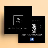 Schwarz-weißes Logo QR-Code Facebook Premium Quadratische Visitenkarte