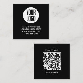 Schwarz-weißes Logo und QR-Code Quadratische Visitenkarte