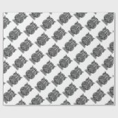 Schwarz-weißes Logo von Graphic Art Owl Bird Geschenkpapier (Flach)