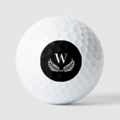 Schwarz-weißes Lorbeerkranz-Monogramm Golfball (Vorderseite)