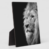 Schwarz-weißes Löwenportrait - Tierfotografie Fotoplatte (Seite)