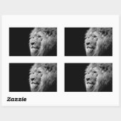 Schwarz-weißes Löwenportrait - Tierfotografie Rechteckiger Aufkleber (Blatt)