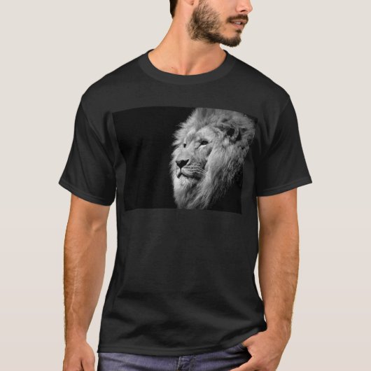 Schwarz-weißes Löwenportrait - Tierfotografie T-Shirt (Vorderseite)