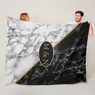 Schwarz-weißes Marbella Couple Fleece Blanket