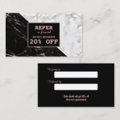 Schwarz-weißes Marble Gold Makeup Artist Referendu Empfehlungskarte (Vorne/Hinten)