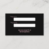 Schwarz-weißes Marble Gold Makeup Artist Referendu Empfehlungskarte (Rückseite)