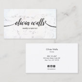 Schwarz-weißes Marble handgeschriebene Skriptkalli Visitenkarte (Vorne/Hinten)