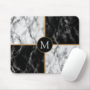 Schwarz-weißes Marbor mit benutzerdefinierter Lett Mousepad