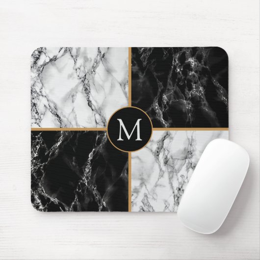 Schwarz-weißes Marbor mit benutzerdefinierter Lett Mousepad (Mit Mouse)
