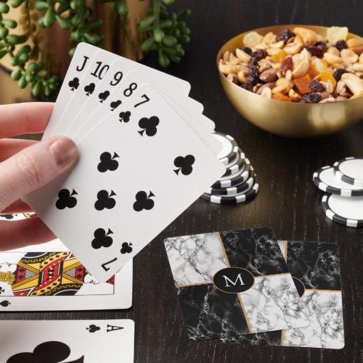 Schwarz-weißes Marmor für Buchstabenkarten Spielkarten (In Situ)